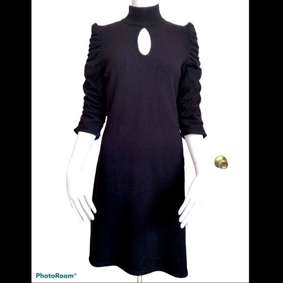 3/$25 INC Cold Shoulder Black High Neck Knit Dress Sz M - Picture 1 of 8